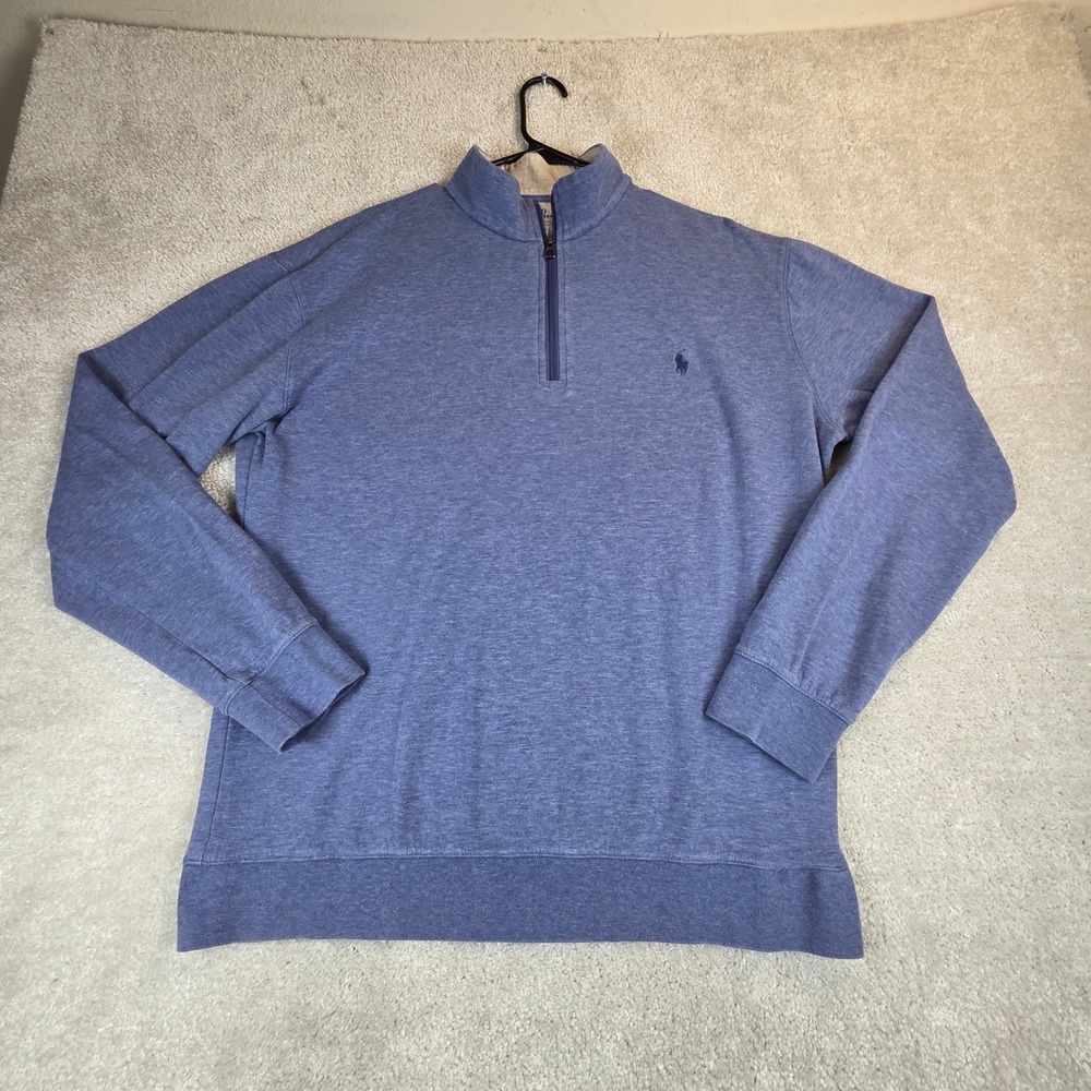 Polo Ralph Lauren Mens LT Blue Heather Quarter Zip Pullover Pony Logo Tall Large